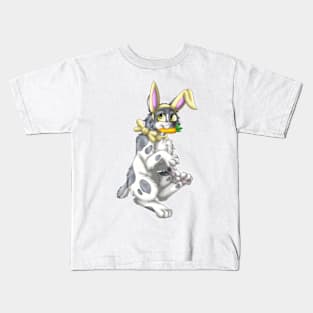 Bobtail BunnyCat: Grey Bicolor (Yellow) Kids T-Shirt